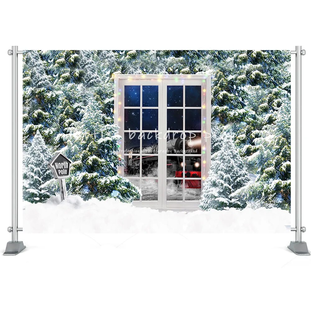 Christmas Window Door Photography Backdrop Xmas New Year Kids Children Portrait Family Photocall Photo Studio Background