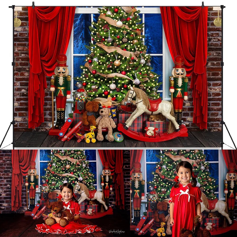 Christmas Trees With Window Backdrops Kids Adult Photography Child Baby Photocall Props Toy Festival Xmas Window  Background