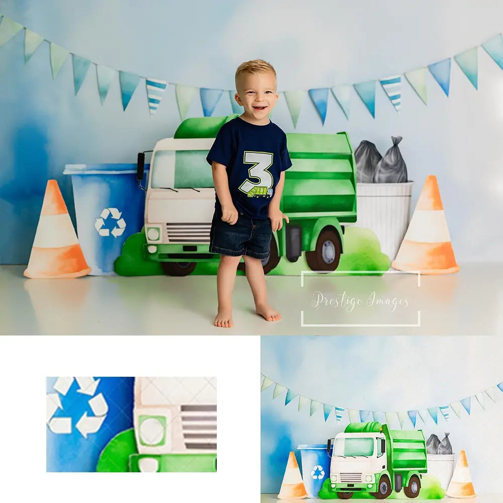 Garbage Truck Photograohy Backdrop Kids Baby Photo Background for Birthday Party Decoration Child Adult Studio Photocall Props