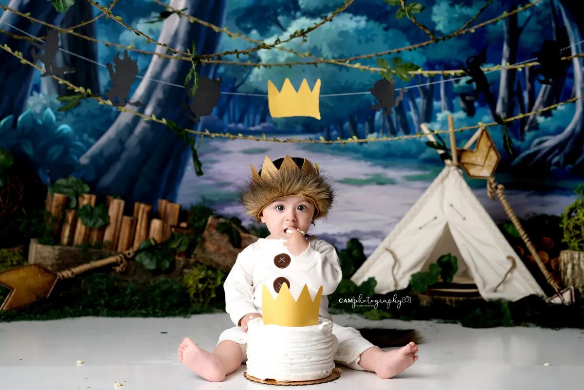 Aventure sauvage décors enfants gâteau Smash anniversaire Portrait Photocall enfant bébé fête décors photographie texte Jungle fond