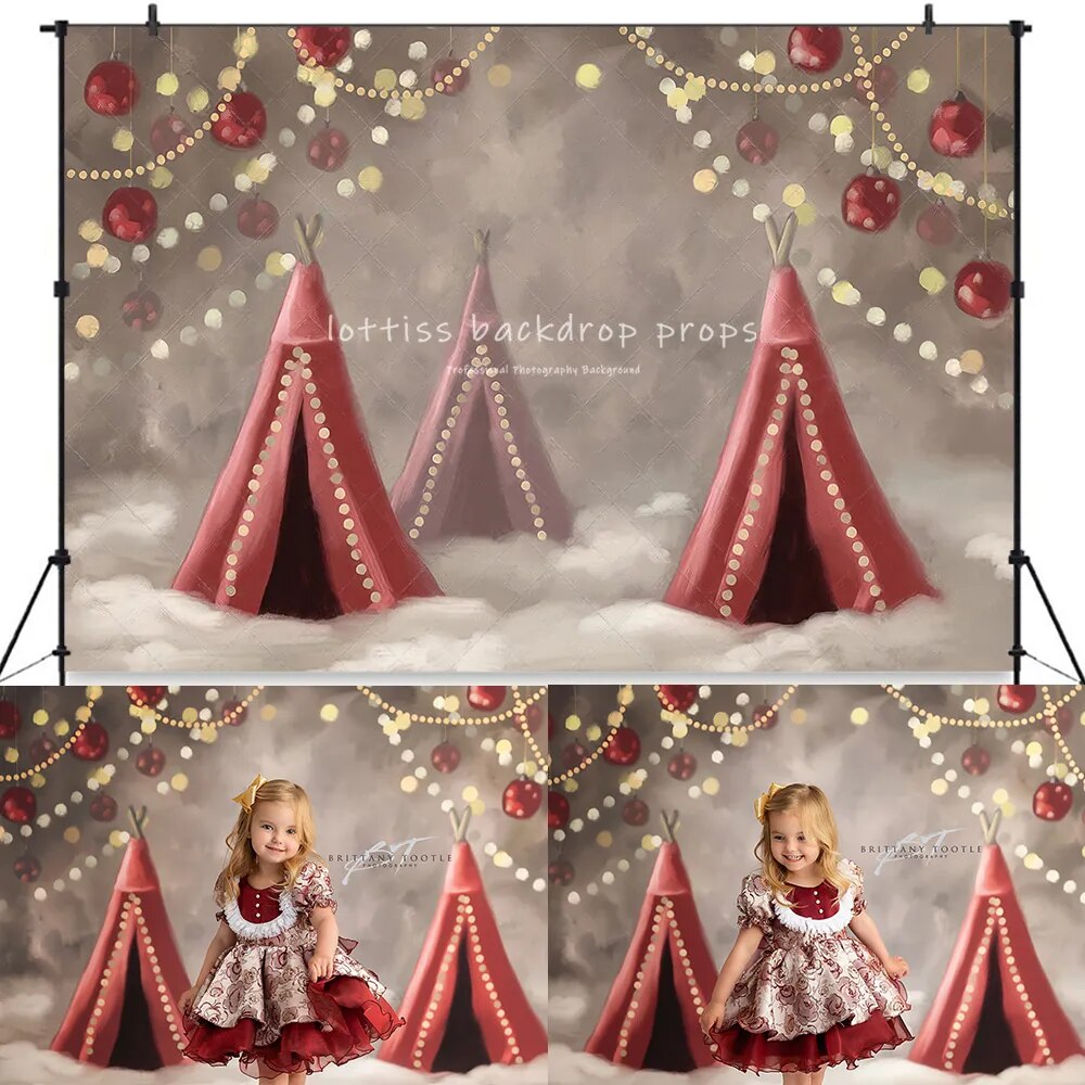 Arrière-plan de vacances de noël, arrière-plan de cirque de noël, accessoires de Portrait de famille pour enfants et adultes, forêt enneigée, photographie, studio photo 