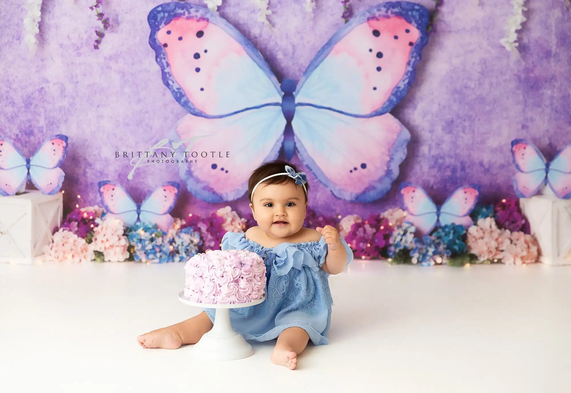 Chrysalis Beauty Backdrops Kids Baby Cake Smash Props Child Adult Photography Garden Floral Spring Butterfly Background