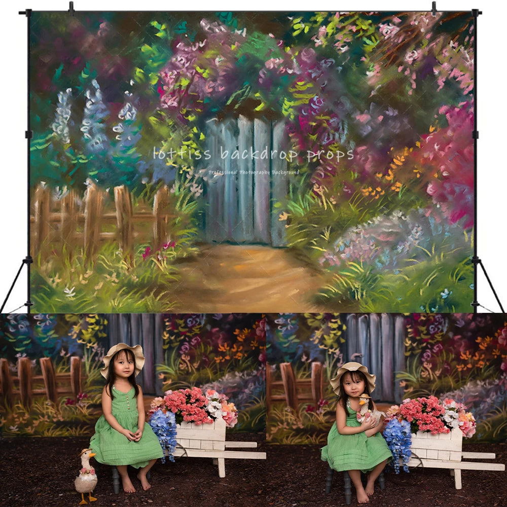 Spring Theme Backdrops Kids Baby Photography Garden Floral Photocall Child Girl Photo Flower Bunny Forest Backdrops