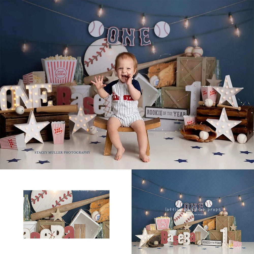 Baseball Backdrops Kids Boy Photography Props Child Birthday Cake Smash Adult Photocall Decors Sports Theme Backgrounds