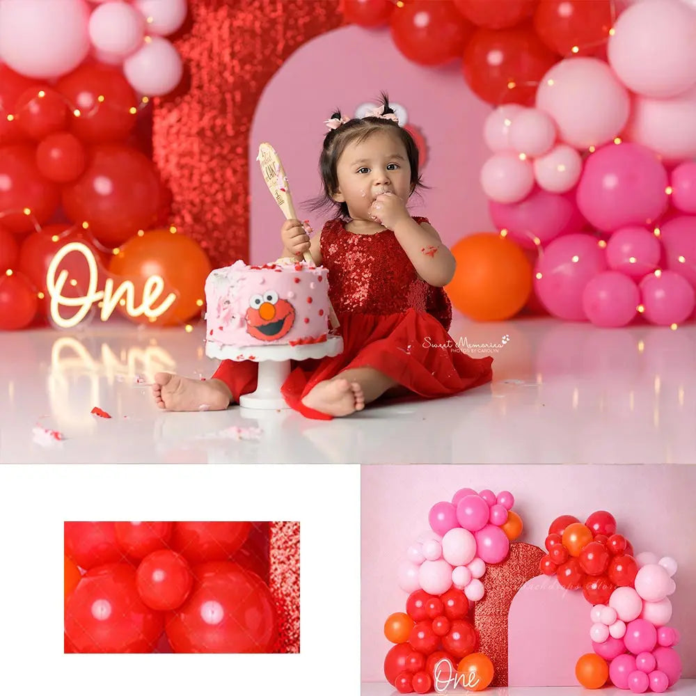 Red Balloons Arch Backdrop Kids Baby Cake Smash Photography Props Child Girls Adult Portrait Photo Studio Backgrounds