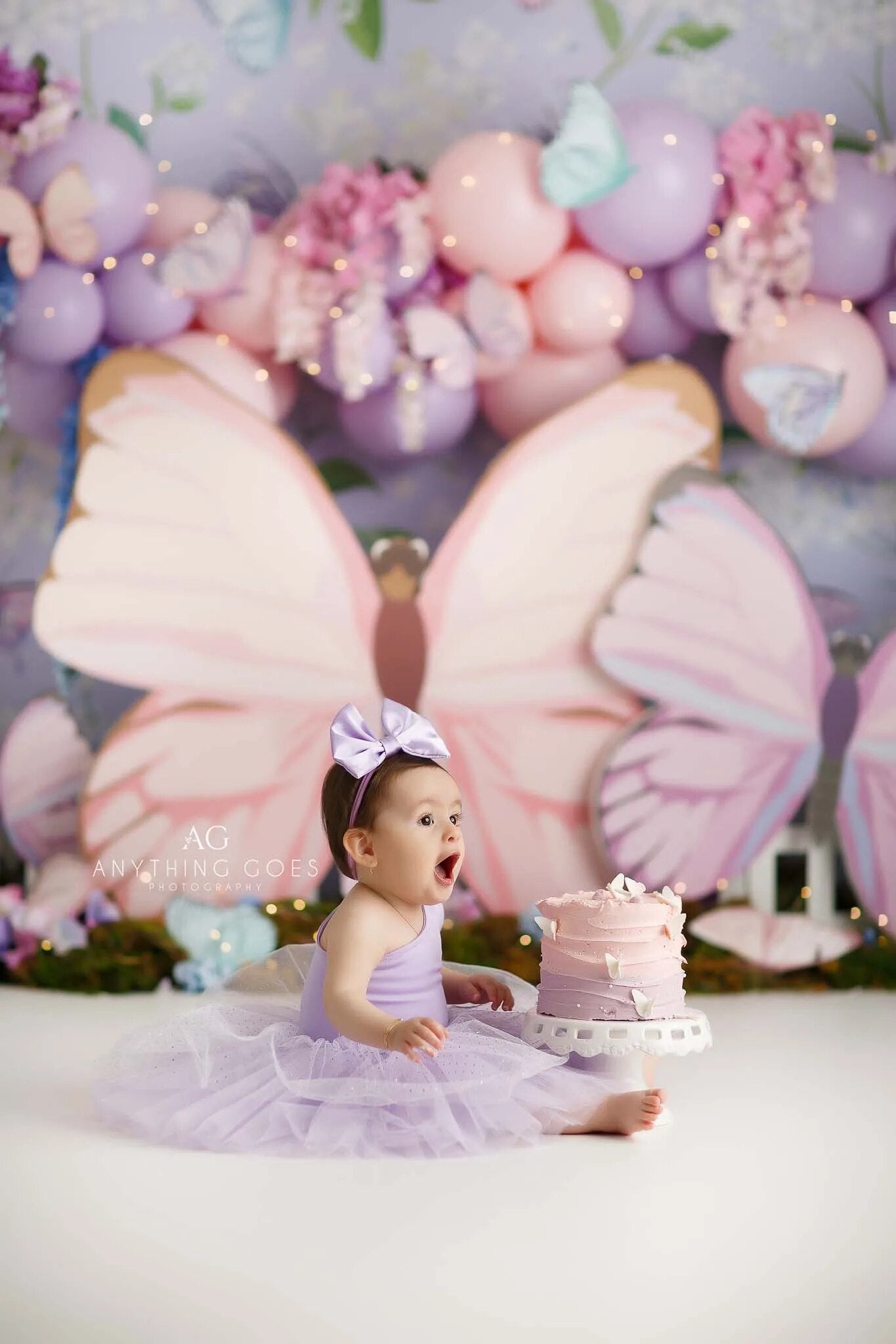 Butterflies Cake Smash Backdrops Kids Grirl Photography Props Child Baby Phhotocall Garden Spring Floral Butterfly Background