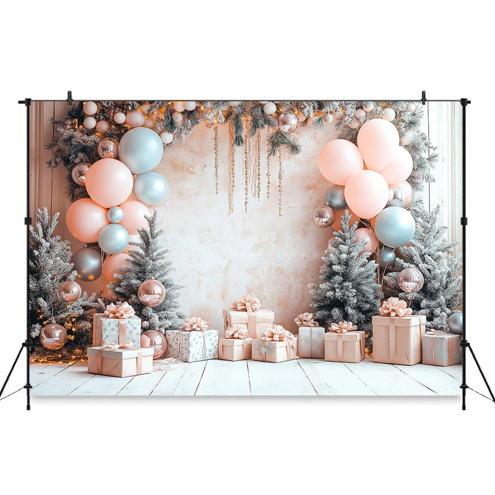 Christmas Theme Balloon Arch Photography Backdrop Kids Baby Cake Smash Photocall Decors Child Adult Birthday Photo Backgrounds