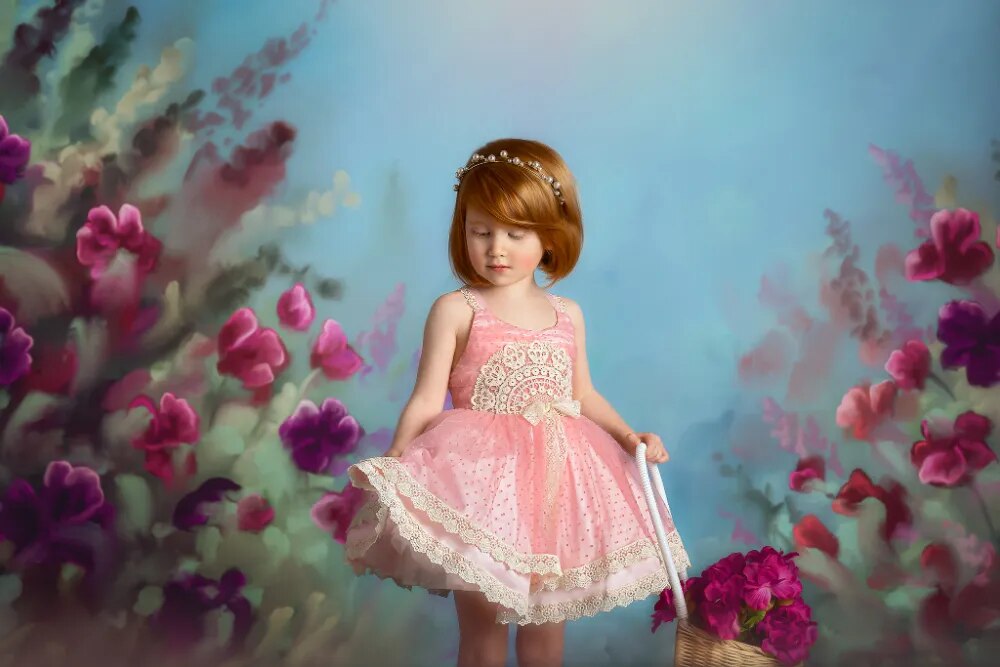 Printemps jardin Floral décors fille femme enceinte Portrait enfant bébé anniversaire Photostudio Photocall Fine Art fleur fond