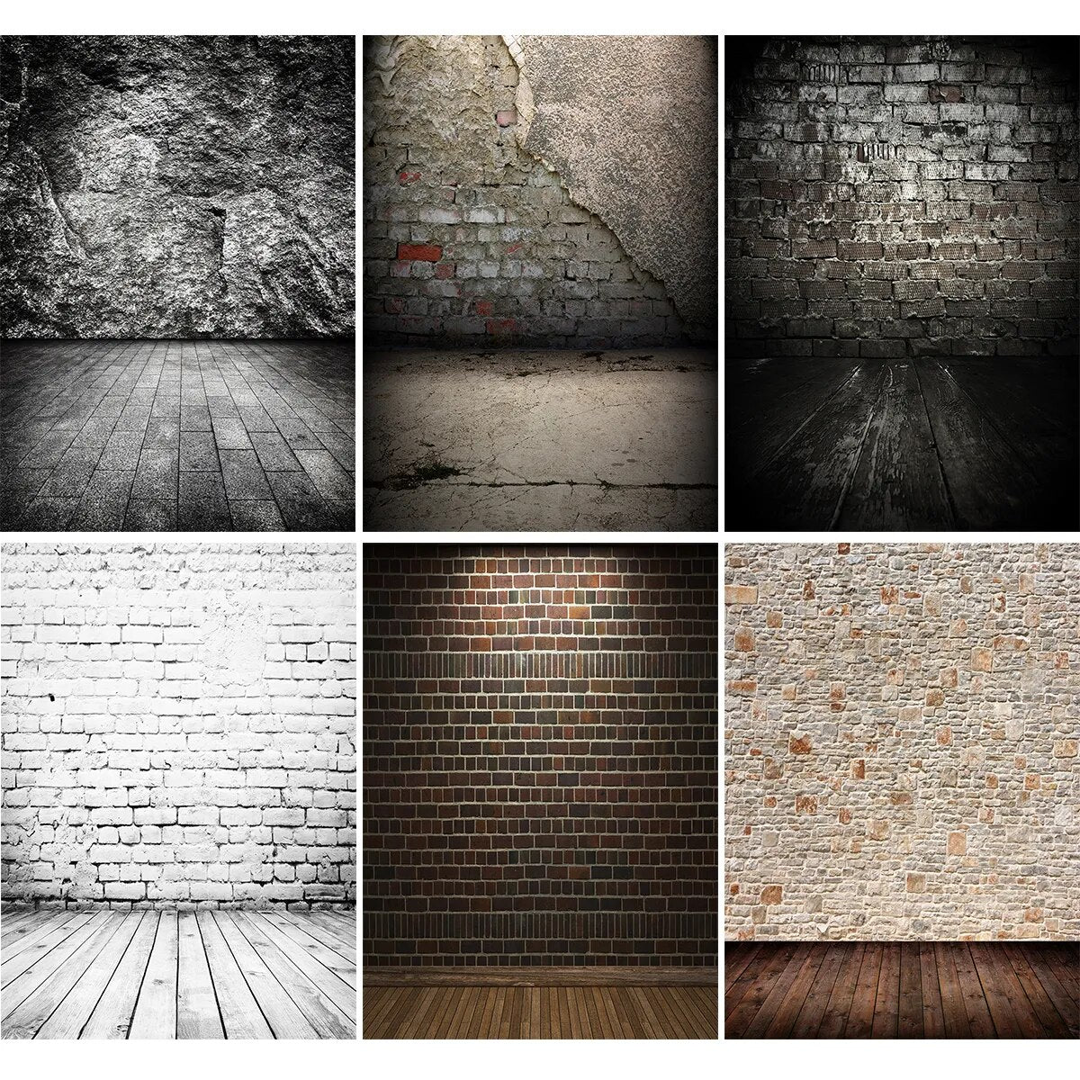 Brick Wall Photography Background Cement Wall Wooden Floor Baby Portrait Food Baby Photo Studio Interior Wall Backdrop