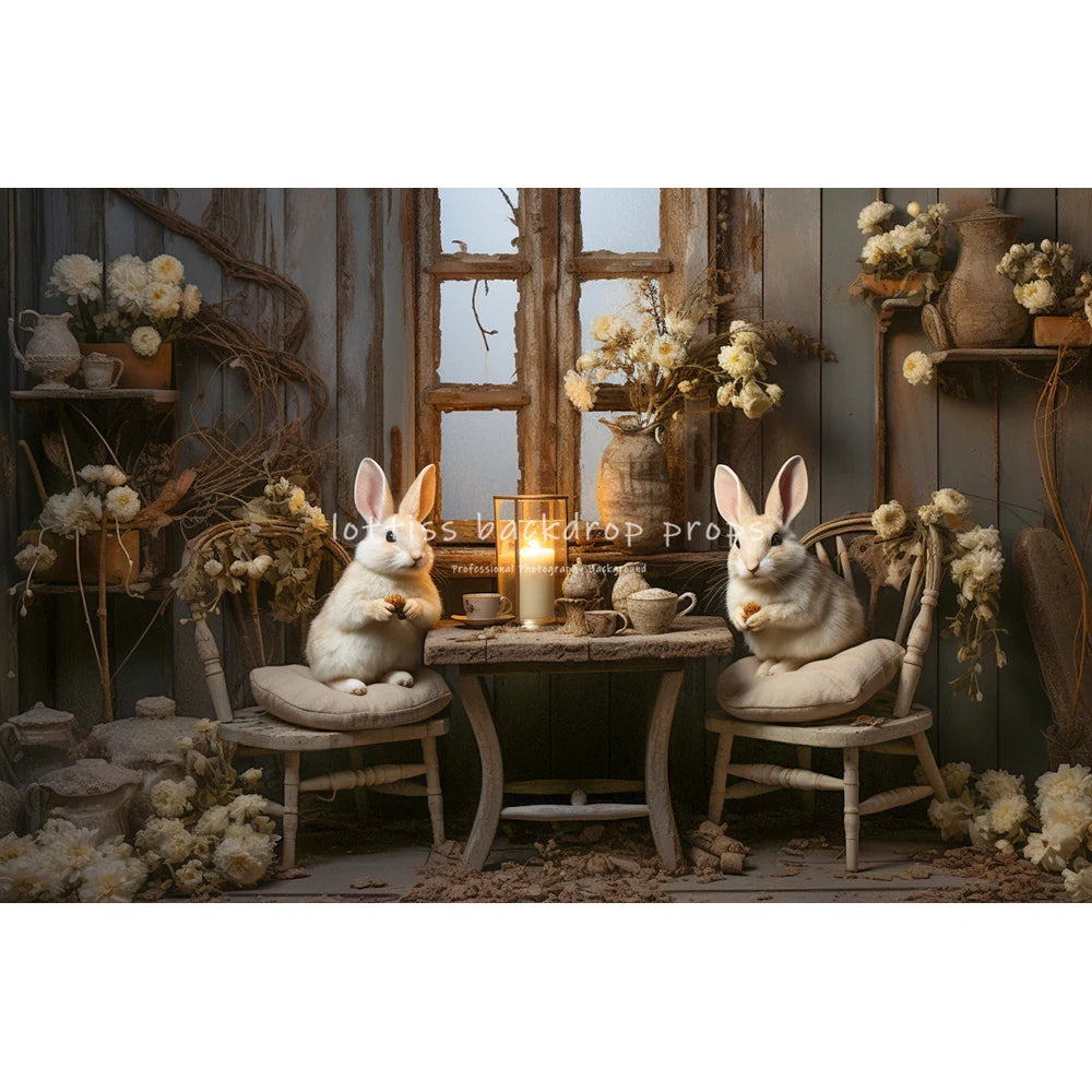 Spring Easter Bunny Garden Backdrops Kids Adult Photography Child Baby Photocall Retro Rustic Wall Flower Windows Backgrounds