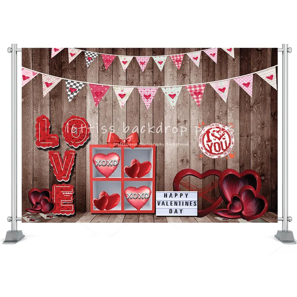 Red Rose Valentine's Day Background Brick Wall Toy Shop Decor Floral Balloons Love Anniversary Party Photography Backdrop