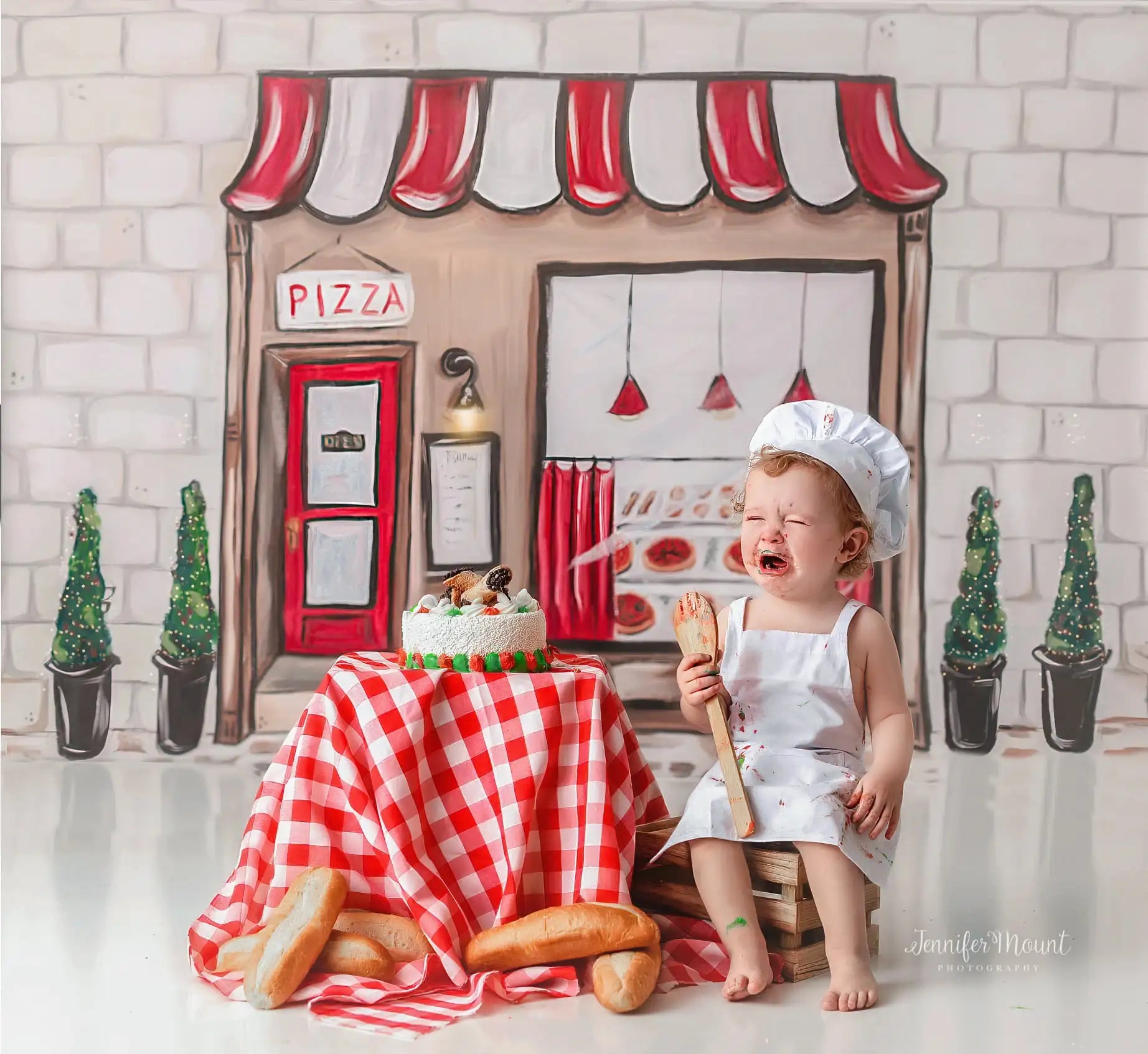 Pizza Shop Kids Baby 1st Birthday Party Decors Child Girls Cake Smash Photography Props Photo Shoot Studio Backgrounds