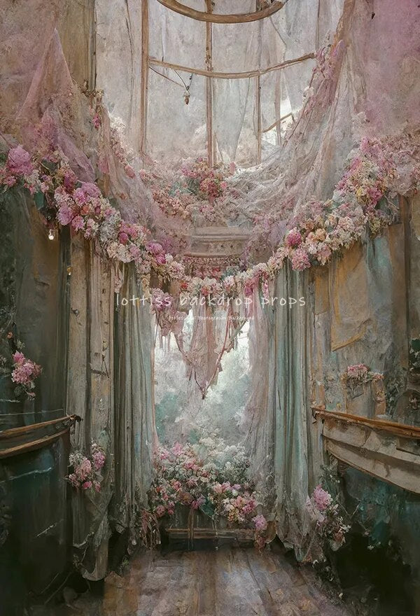 Floral Windows Backdrops Retro Castle Kids Adult Photocall Oil Painting Spring Flower Garden Background Photography  Props