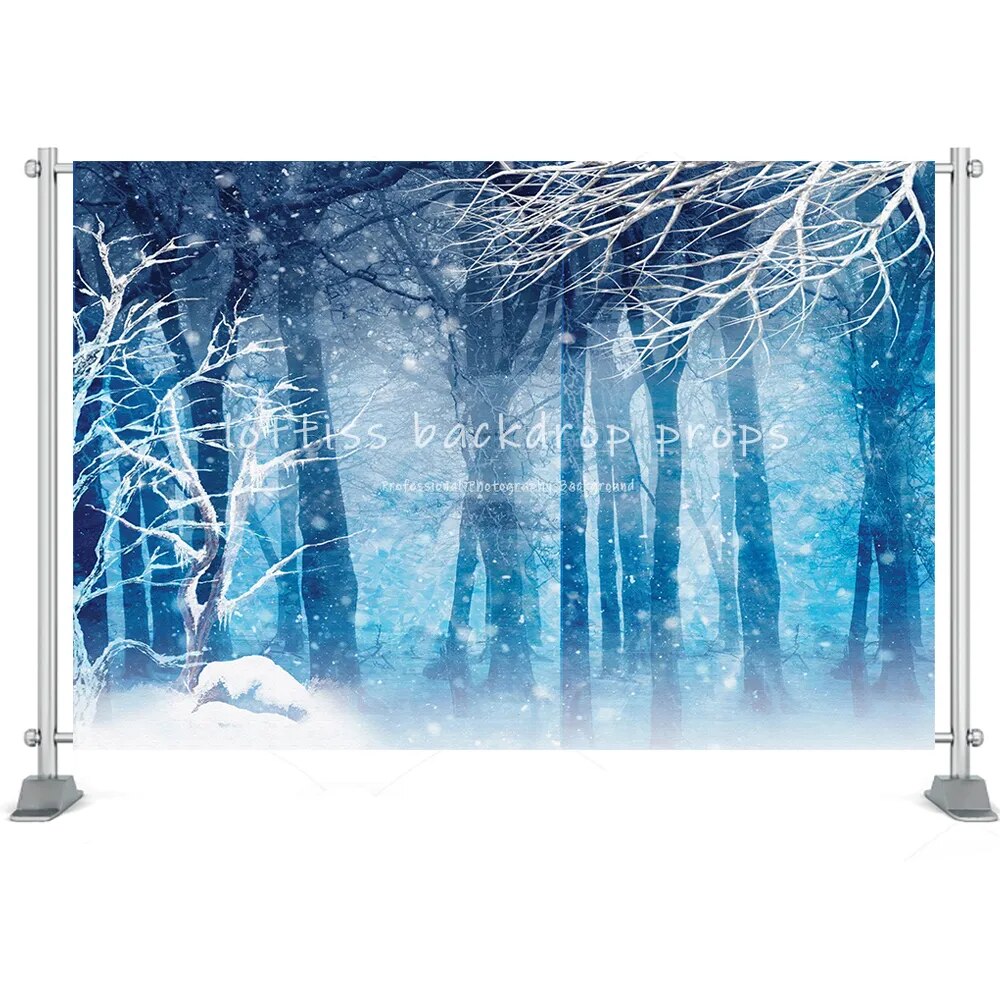 Winter Snowflake Photography Backdrop Wonderland Snow Forest Mountain Natural Landscape Festival Party House Decor Background