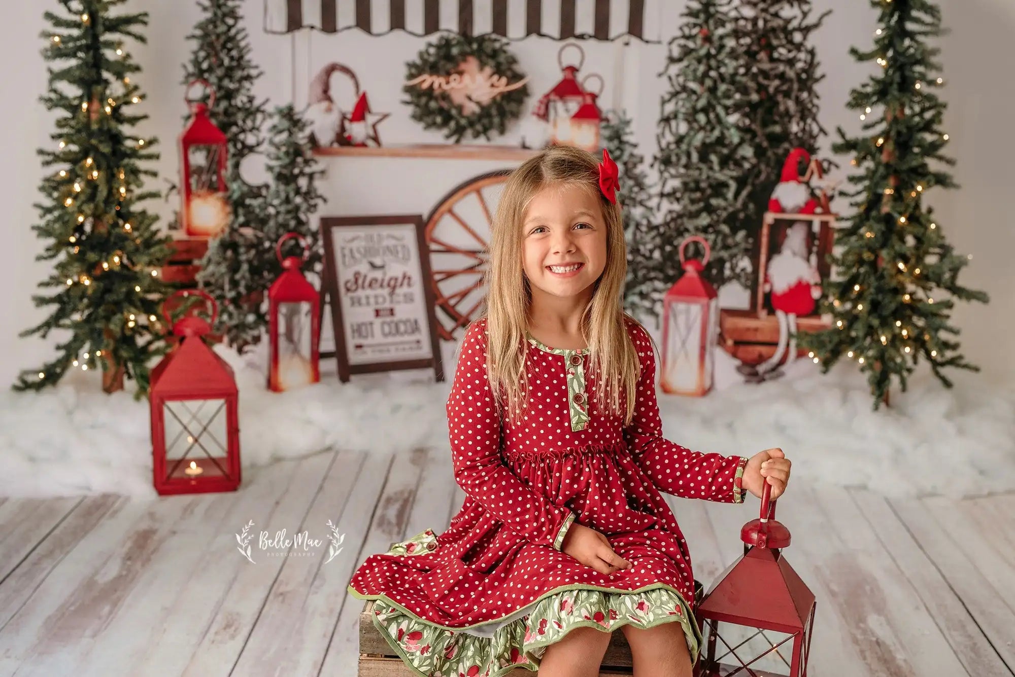 Sleigh Rides Shop Photography Backdrop Kids Baby Cake Smash Photocall Decors Christmas Tree Child Adult Photo Backgrounds