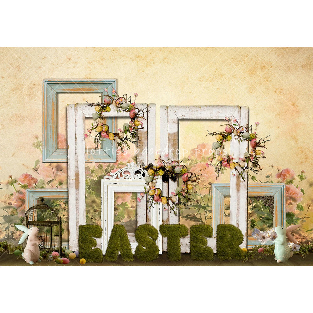 Spring Bunny Easter Backdrops Kids Baby Photography Props Child Adult Photocall Decors Farm Doors Windows Garden Backgrounds