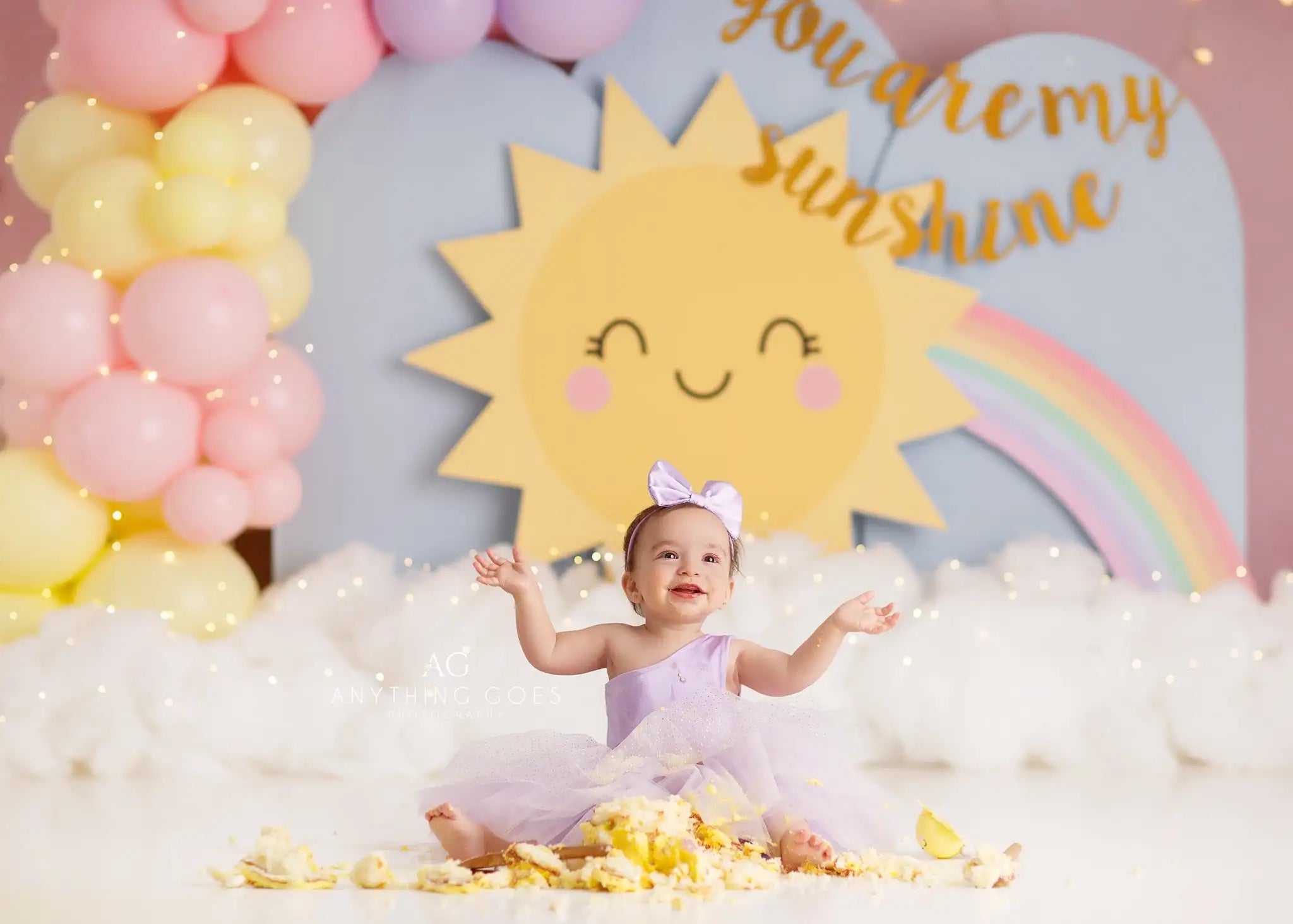 Sunshine Rainbow Backdrop Kids Baby 1st Birthday Photocall Decors Child Girls Adult Cake Smash Photography Backgrounds