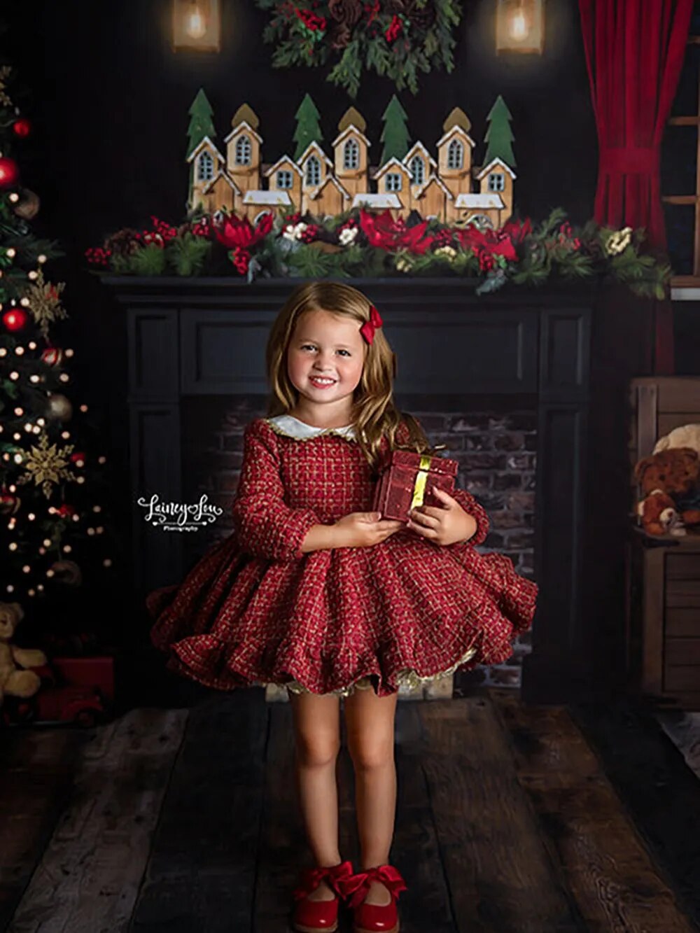 Christmas Waitting For Santa Backdrops Photography Kids Adult Photocall Props Child Baby Xmas Fireplace Room Background