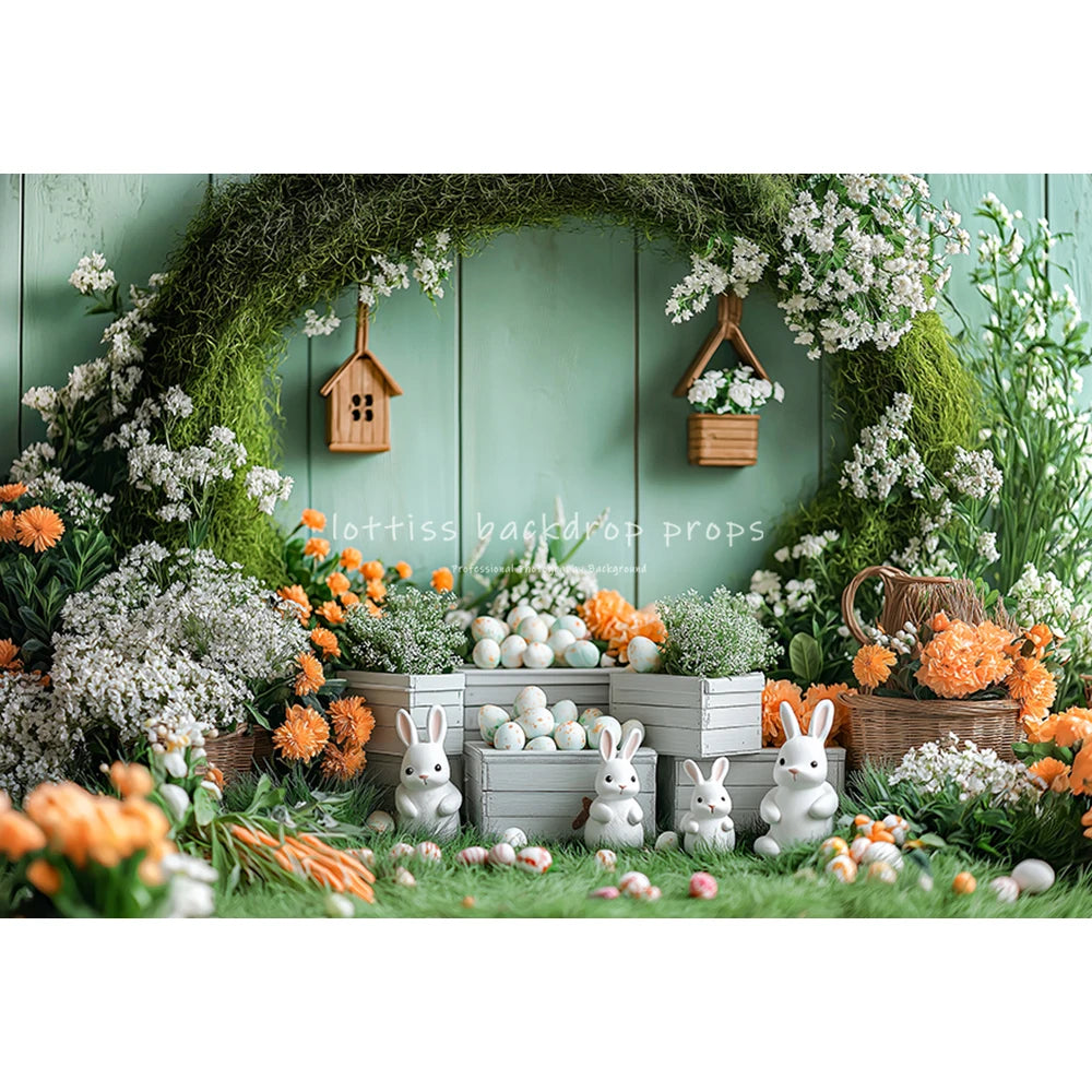 Easter Carrots Backdrops Kids Baby Cake Smash Photography Baby Child Adult Photocall Bunnies Cottage Spring Garden Backgrounds