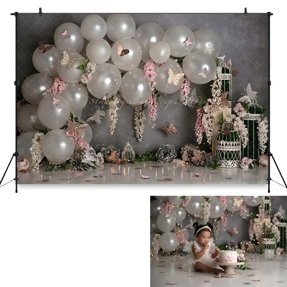 Kids Baby Cake Smash Photography Backdrop Balloon Arch Sports and Farm Theme Photocall Decors Child Adult Photo Shoot Background