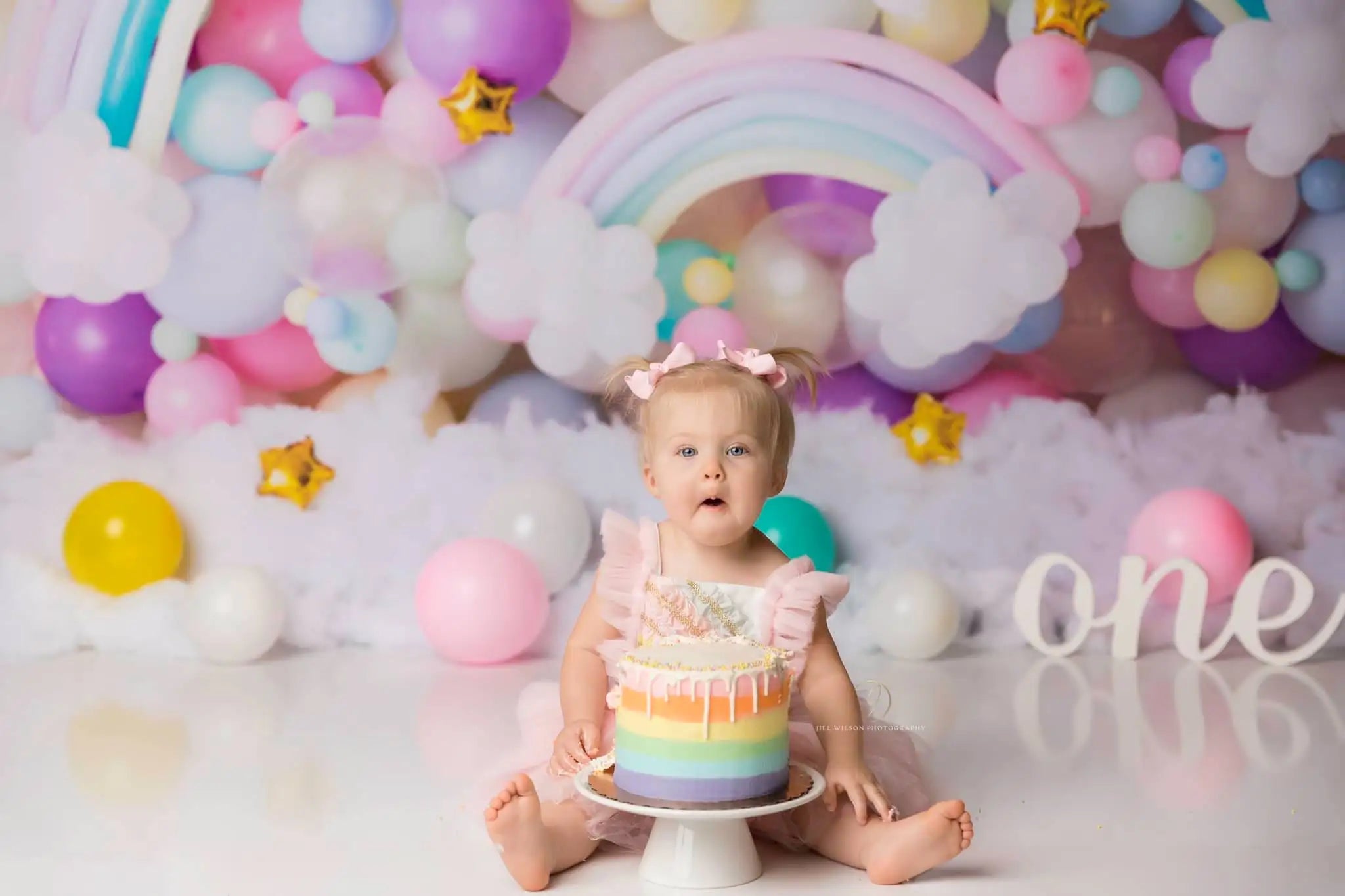 Rainbow Balloons Backdrops Kids Baby Photography Props Child Adult Photocall Decors 1st Birthday Cake Smash  Unicon Backgrounds