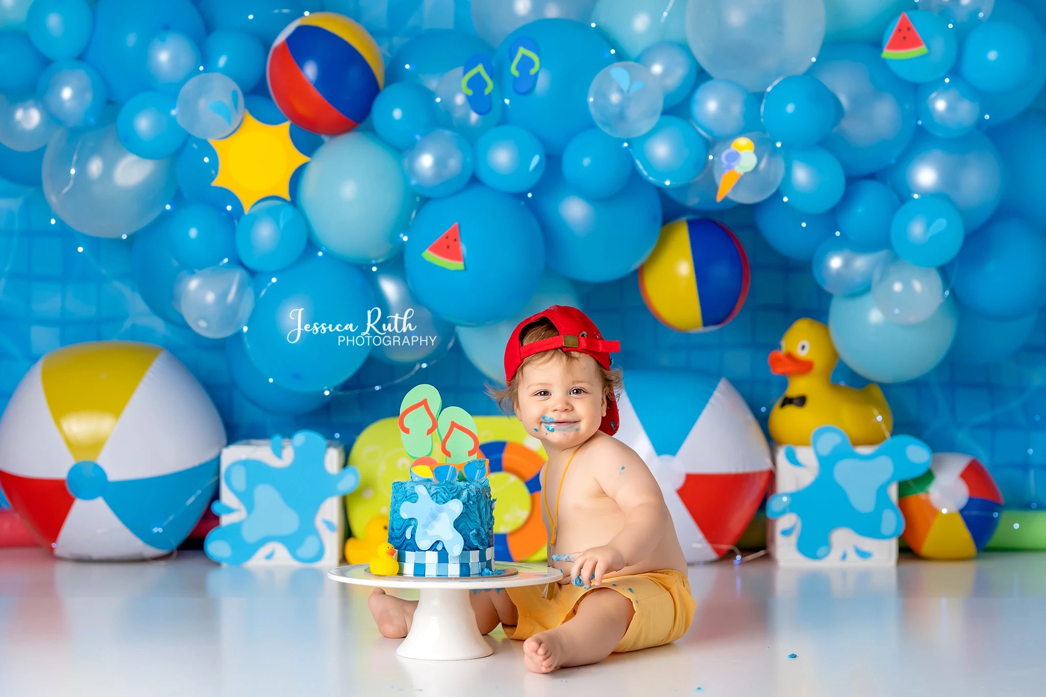 Summer Pool Party Backdrop Kids Baby 1st Birthday Photocall Decors Balloons Child Boys Adult Photography Backgrounds