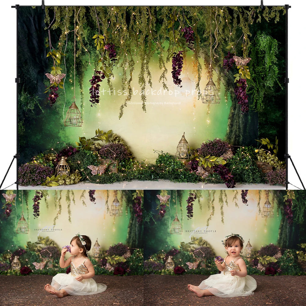 Spring Garden Butterfly Backdrops Kids Girl Photography Props Child Adult Photocall Decors Floral Backgrounds