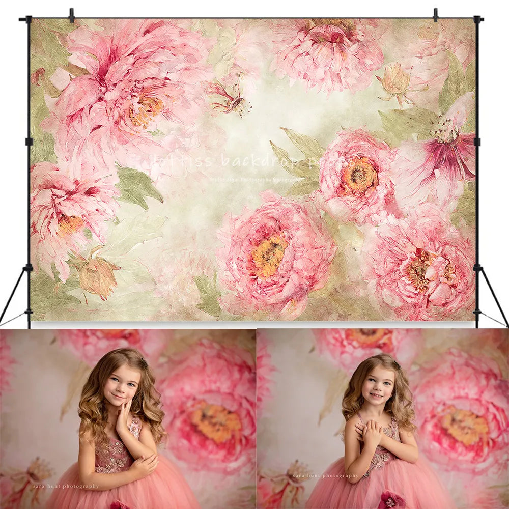 Watercolor Floral Backdrop Girl Portrait Pregnant Woman Photography Children Baby Photostudio Props Pink Flower Background