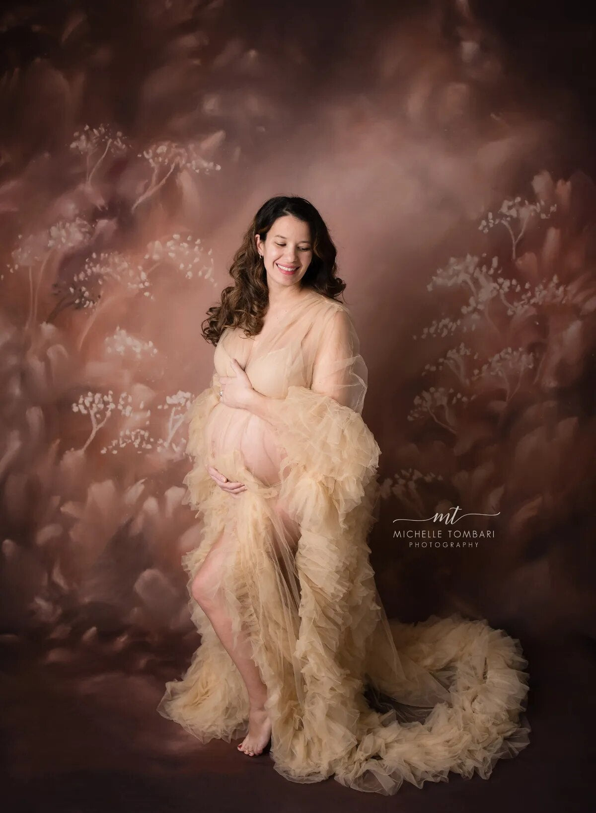 Oil Painting Flowers Photography Backdrop Pregnant Baby Shower Photocall Professional Portrait Floral Background Props