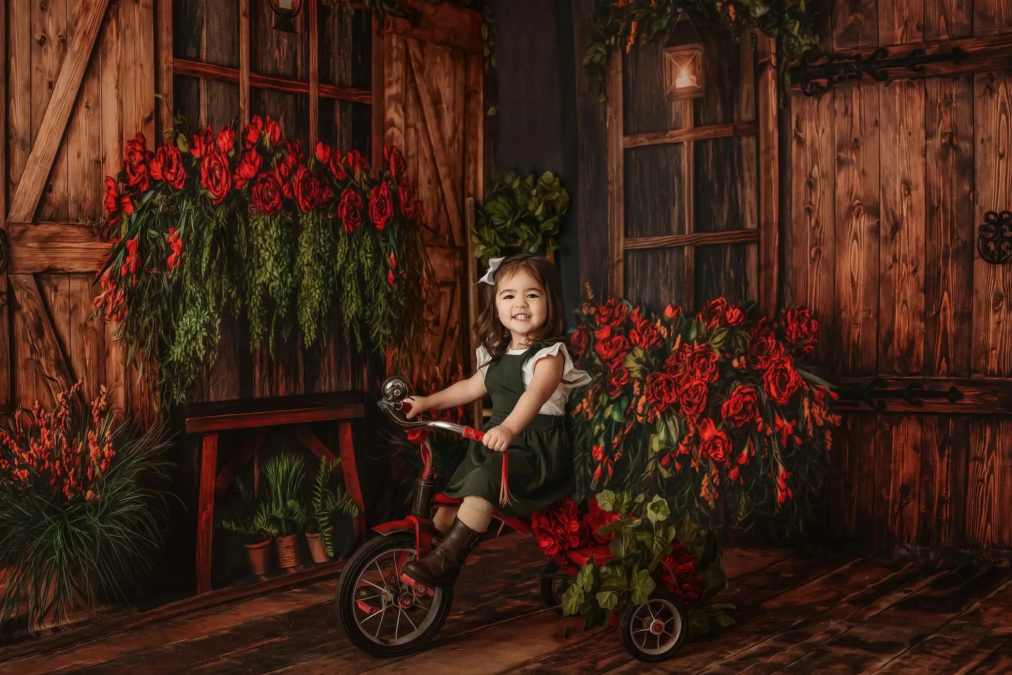 Spring Hideaway Garden Room Backdrops Kids Girl Photography Prop Child Adult Photocall Decors Rose Floral Wooden Door Background