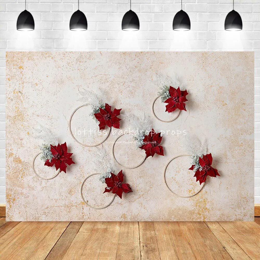 I Hoop You Like Poinsettias Backdrops Kids Portrait Photocall Child Baby Christmas Decors Floral Wall Background Photo Studio