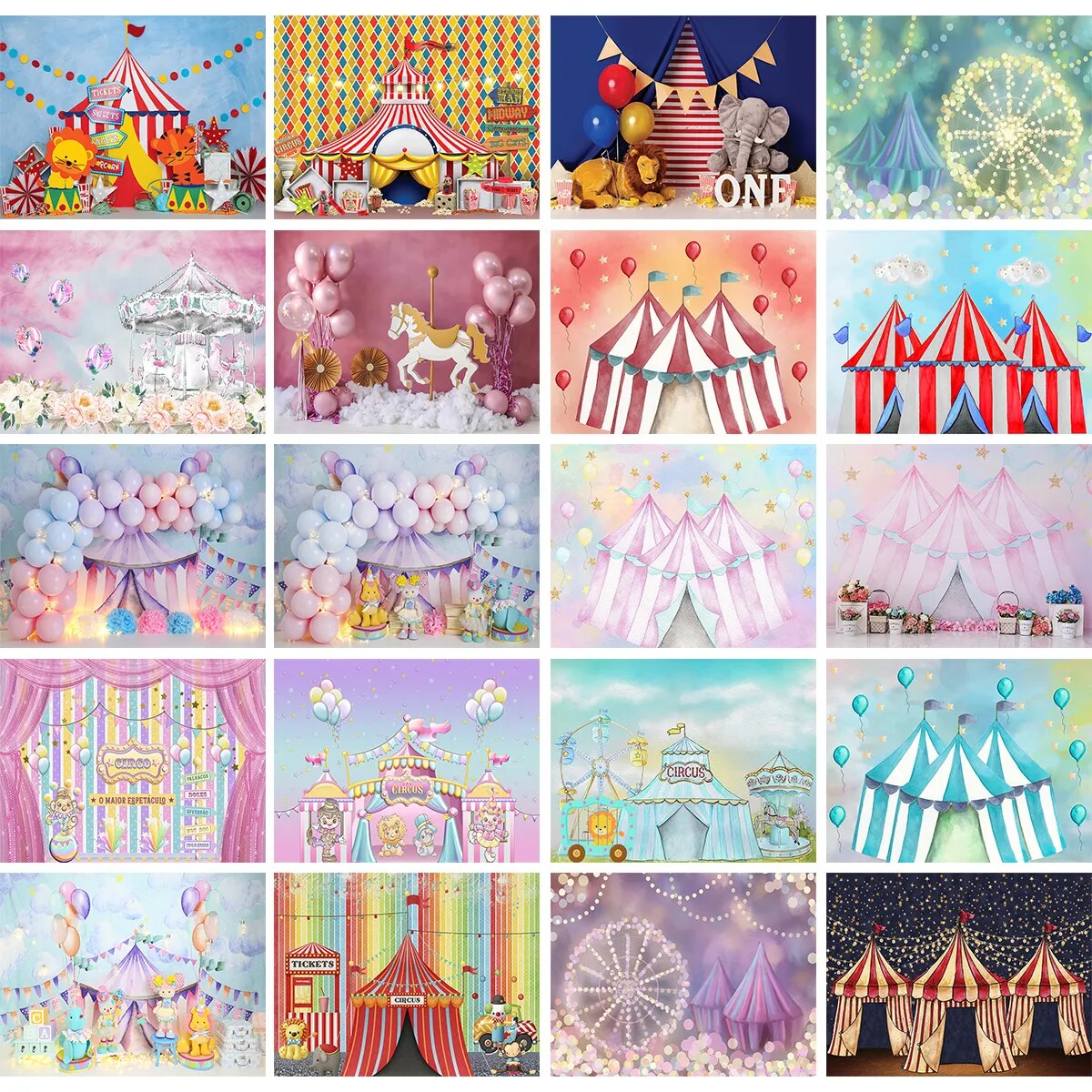 Circus Photography Backdrop Kids Birthday Backdrop Newborn Child Portrait Party Decor Ferris Wheel Party Background Photo Studio