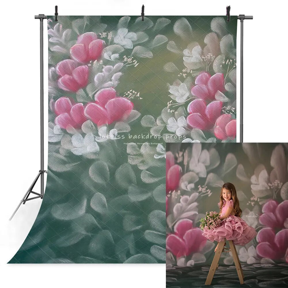 Peinture à l'huile rétro, arrière-plan de photographie abstraite, fleurs de jardin de printemps, Portrait d'enfant, accessoires de Studio Photo pour séance Photo 