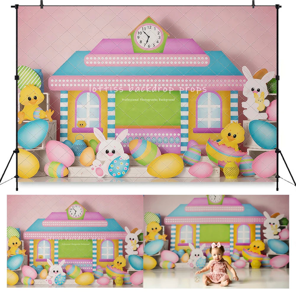 Garden Easter Egg Hunt Backdrops Kids Baby Photography Child Adult Photocall Spring Cottage Backgrounds