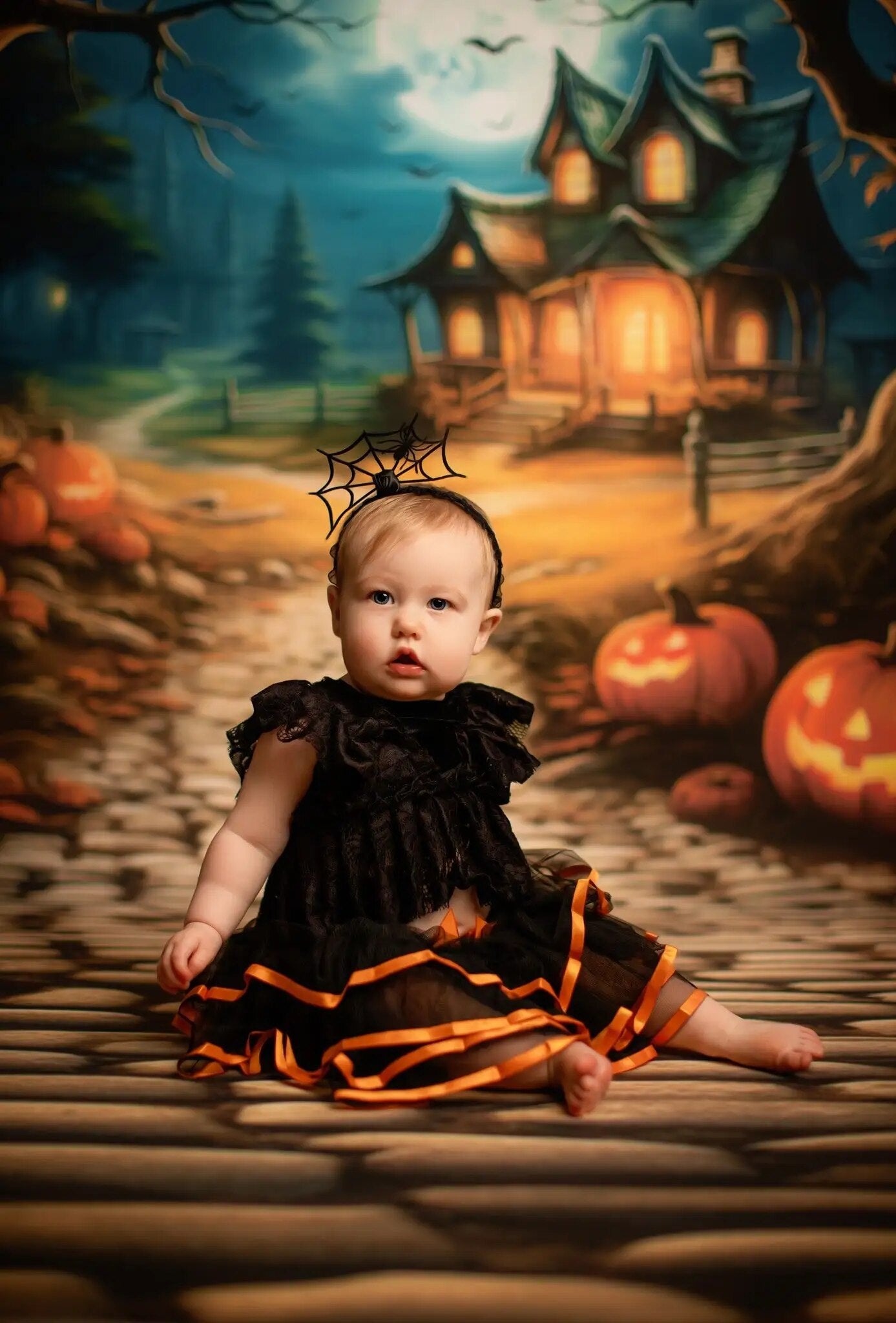 Halloween Pumpkin Lantern Backdrops Kids Child Photgraphy Kids Photocall Festival Wizard Ghost House Front Background