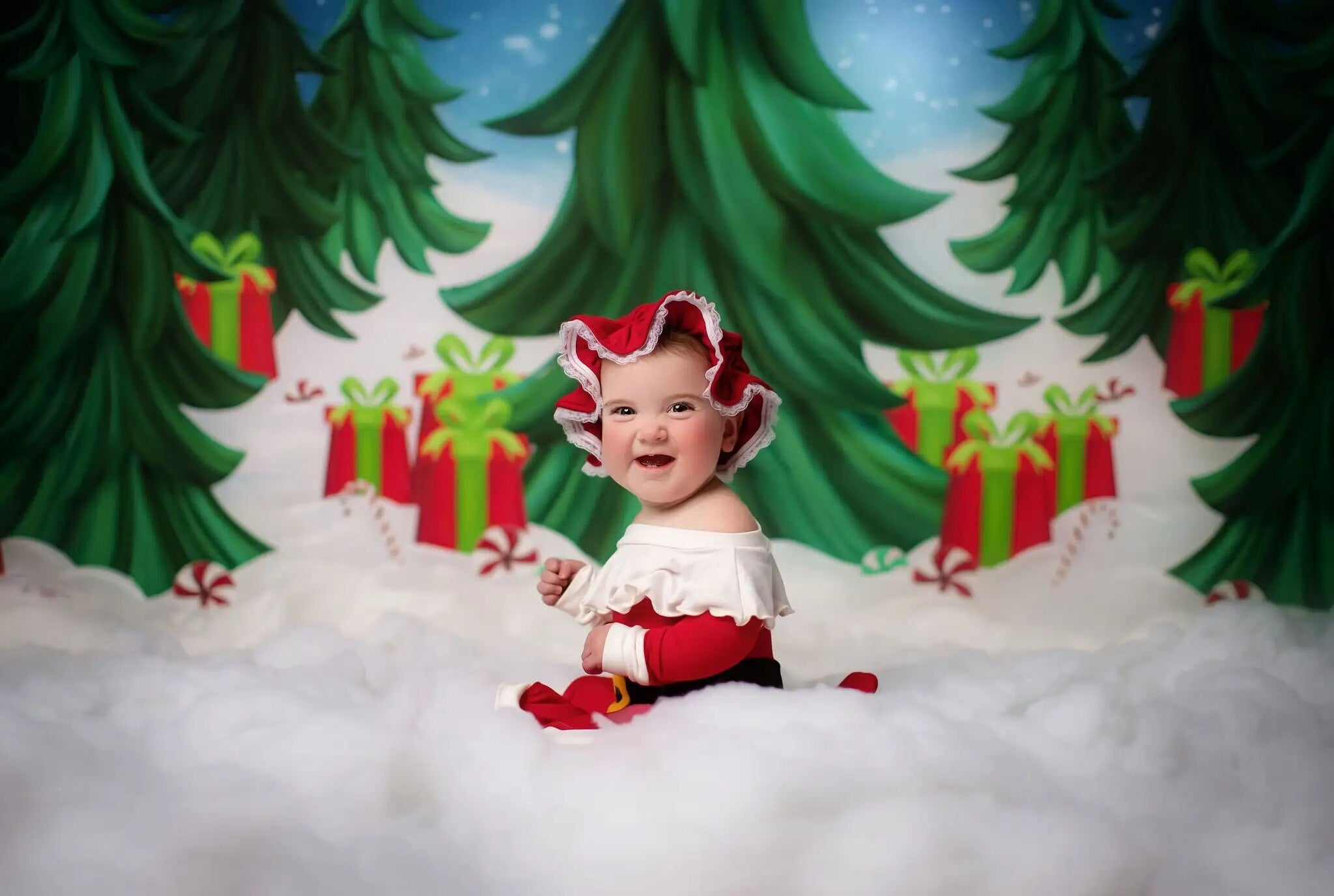 Arrière-plan de forêt enneigée de noël, accessoires de photographie pour enfants et bébés, pour séance photo pour studio photo, arrière-plan d'arbres de neige d'hiver 