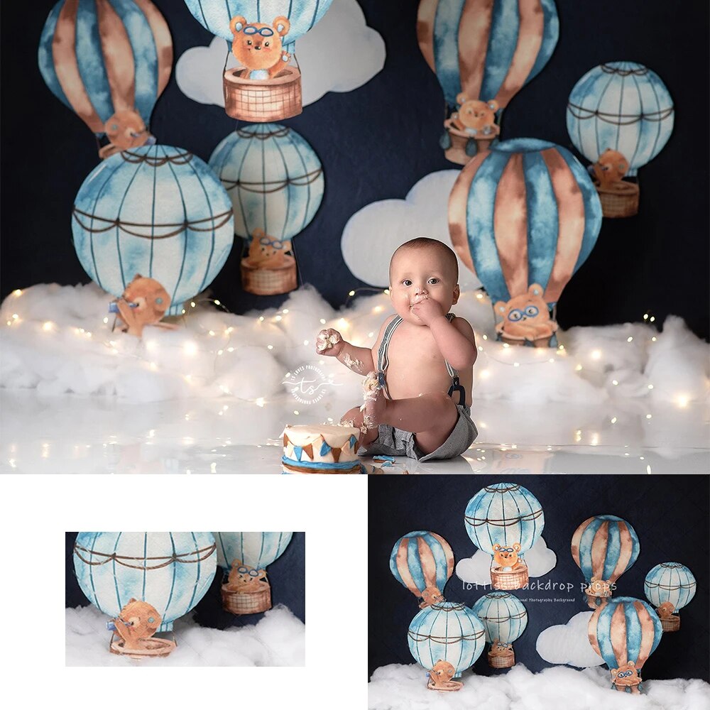 Travel Balloon Backdrops Kids Gril Photography Props Child Adult Photocall Decors Cake Smash Birthday Background