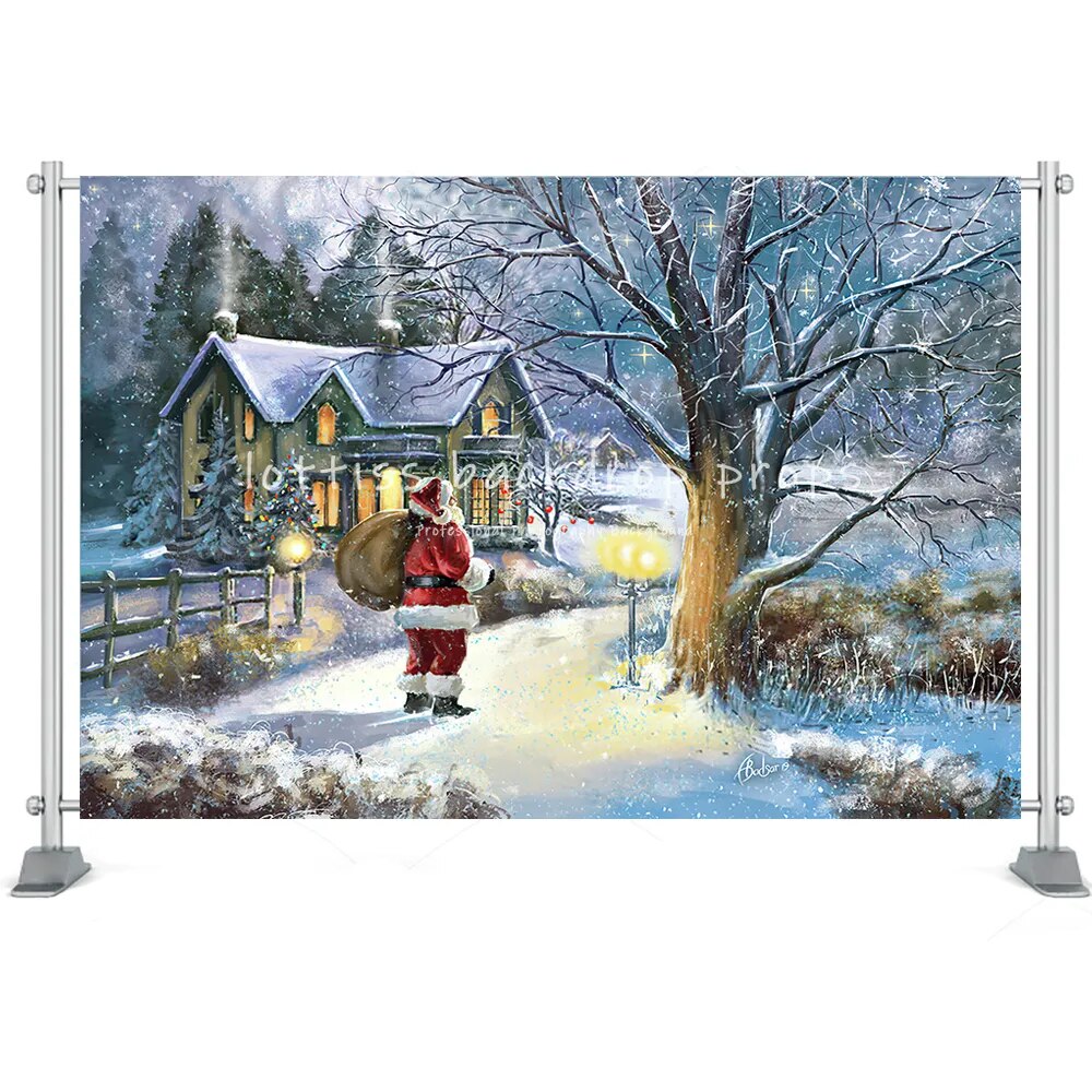 Arrière-plan de photographie de noël, décor de magasin familial, de Festival, accessoires de séance photo pour adultes et enfants, cadeau de champ de neige d'hiver, studio photo 