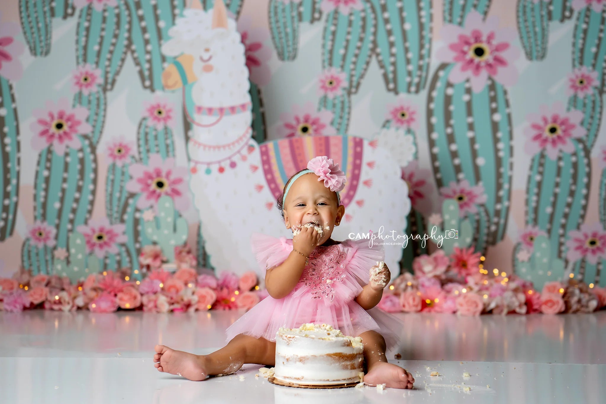 Alpaca and Floral Photography Backdrop Kids Baby Cake Smash Photocall Decors Child Adult Birthday Photo Shoot Backgrounds