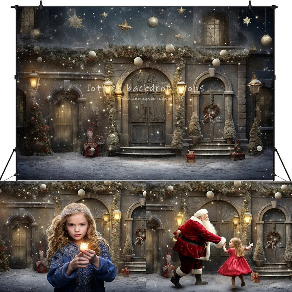 The Night Before Christmas Backdrops Kids Adult Photography Props Child Baby Photocall Big Moon Xmas Trees Fireplace Background