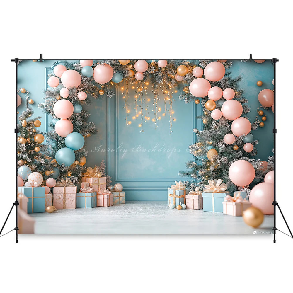 Christmas Theme Balloon Arch Photography Backdrop Kids Baby Cake Smash Photocall Decors Child Adult Birthday Photo Backgrounds