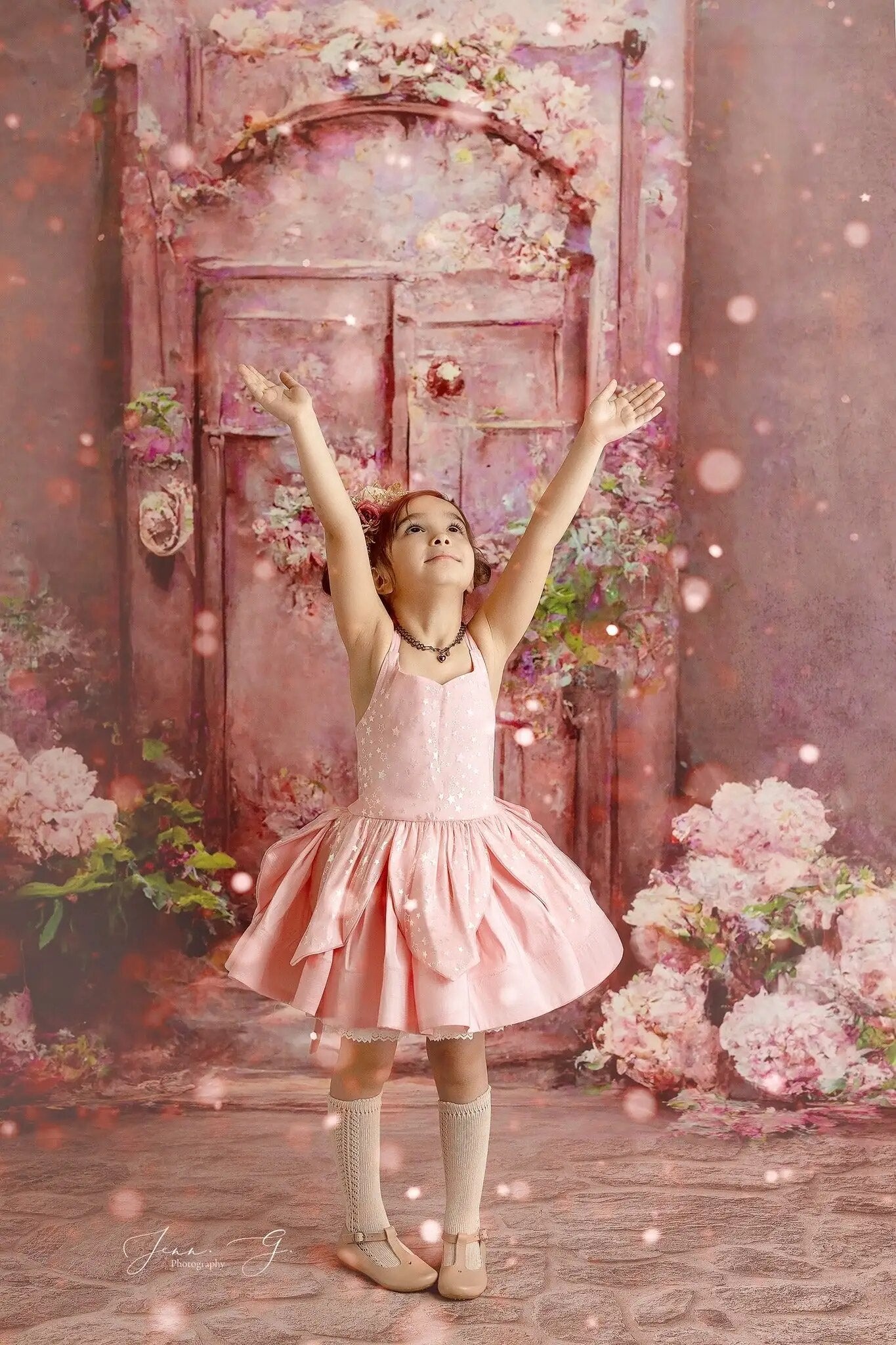 Dreamy Doorway Floral Gate Backdrops KIds Girl Photography Props Child Adult Photocall Birthday Garden Flower Plants Background