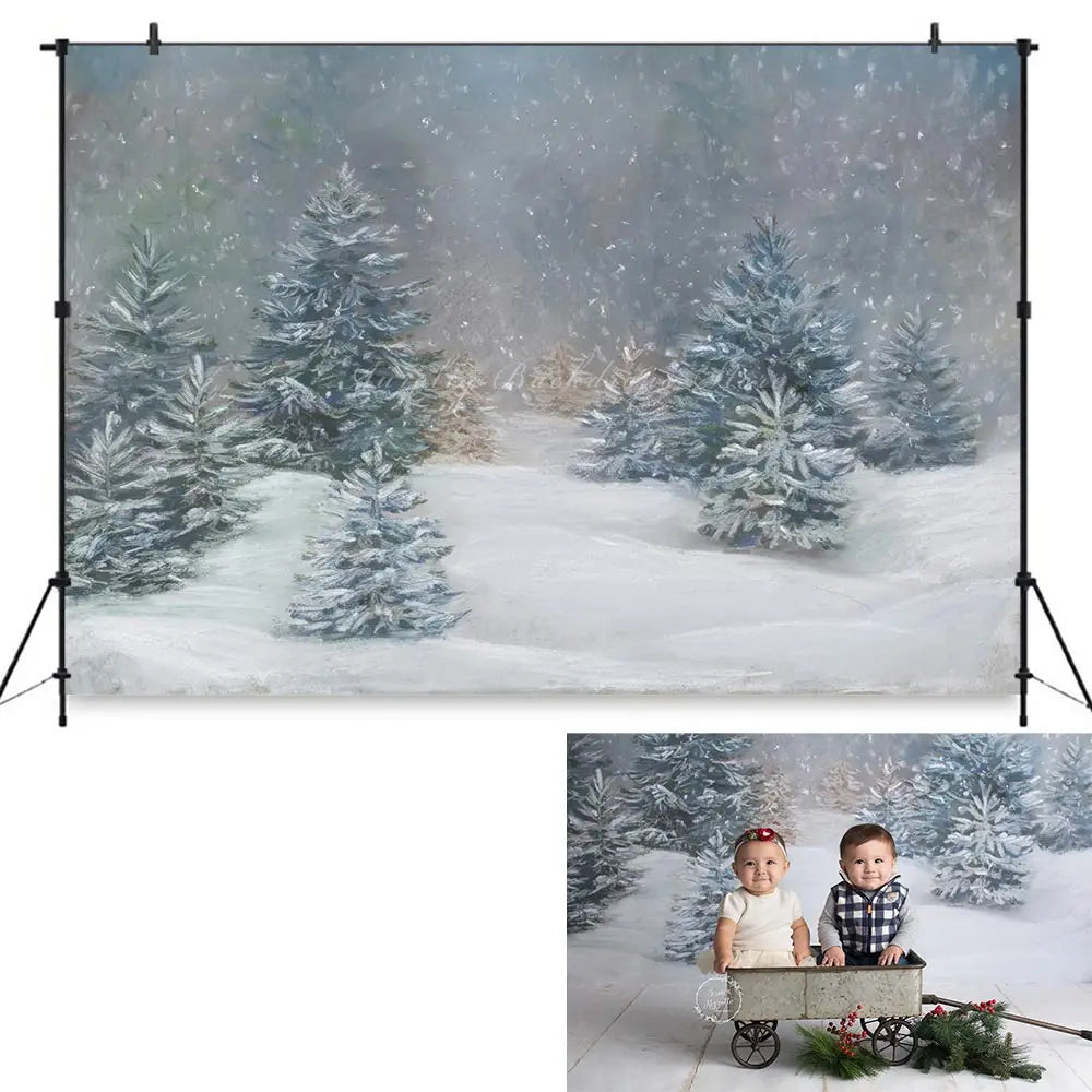 Winter Forest Snowfall Photography Backdrop Kids Baby Cake Smash Photocall Decors Child Adult Birthday Studio Backgrounds