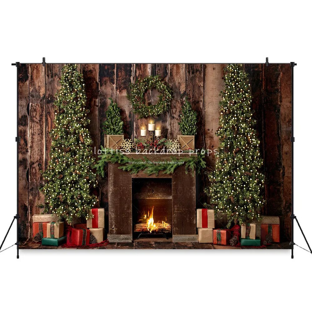 Christmas Livingroom Backdrops Kids Family Portrait Props Baby Girl Photography Photostudio Xmas Windows Fireplace Background