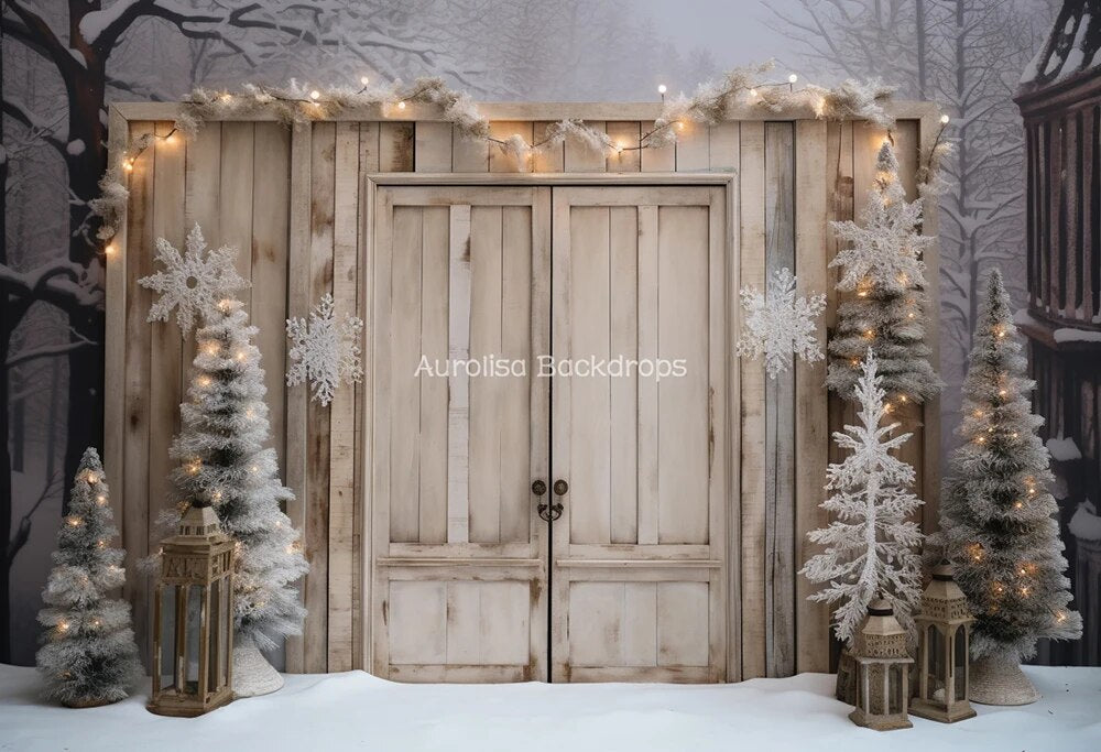 Winter Snowy Forest Backdrops Kids Baby Photography Props Child Adult Photocall Decors Xmas Trees Snowflake Windows Background