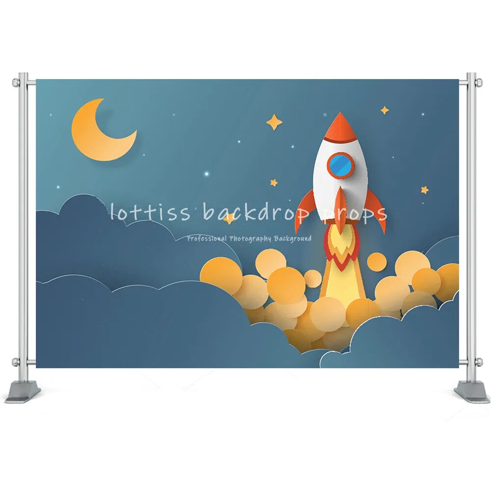 Astronaut Space Backdrop Kids Cake Smash Photography Stars Mars 1st Birthday Party Universe Starry Sky Decor Props Photostudio