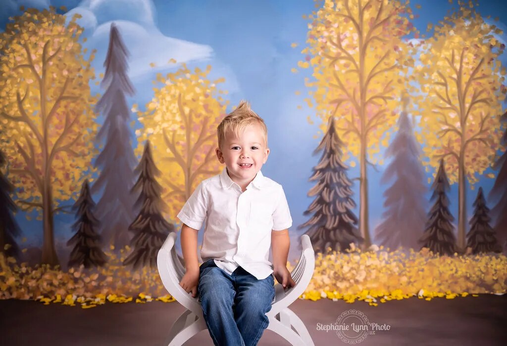 Autumn Happy Fall Yall Backdrops Kids Baby Photocall Child Birthday Cake Smash Photography Props Forest Trees BAckground