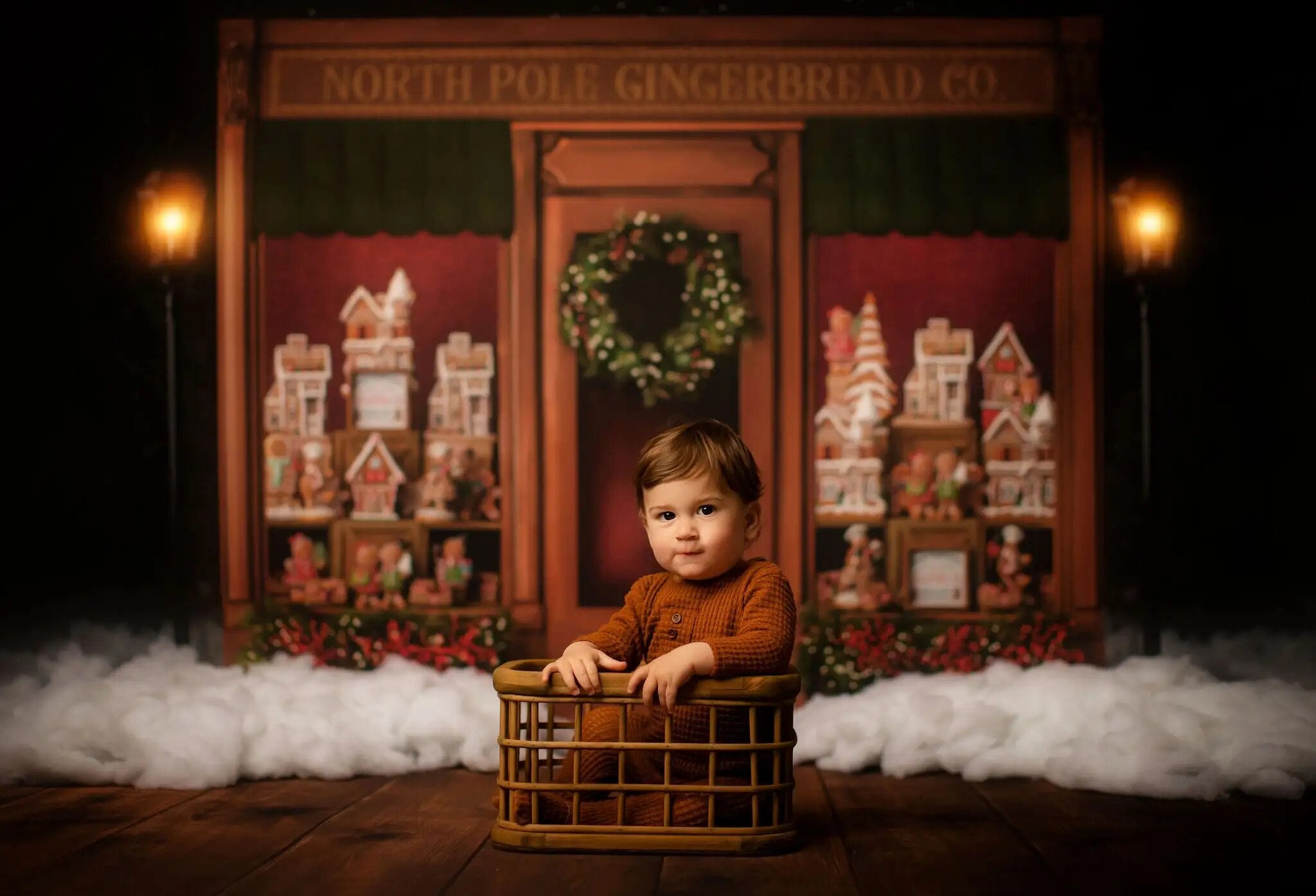 Christmas North Pole Gingerbread Backdrops Kids Baby Phtography Props Child Family Photocall Xmas Toy Store Front Background