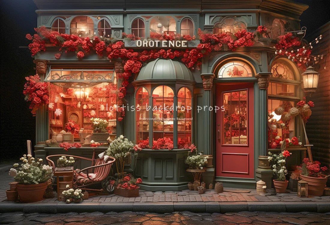 Valentine's Day Shop Front Backdrops Kids Baby Photography Props Child Adult Photocall Rose Floral Kitchen Photocall Backgrounds