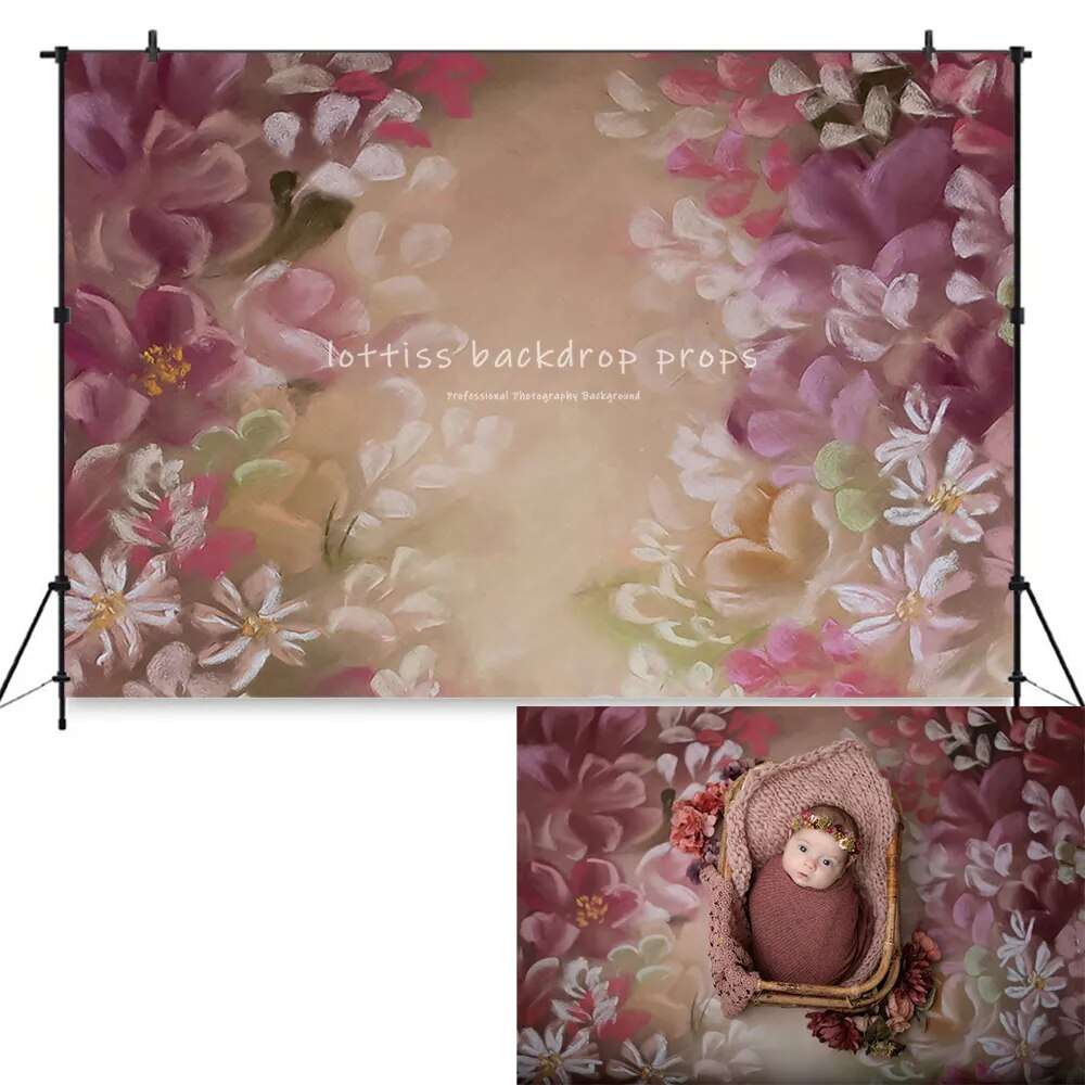 Abstract Texture Floral Photography Background Oil Style Spring Garden Painted Kids Pregnant Portrait Backdrop Photostudio